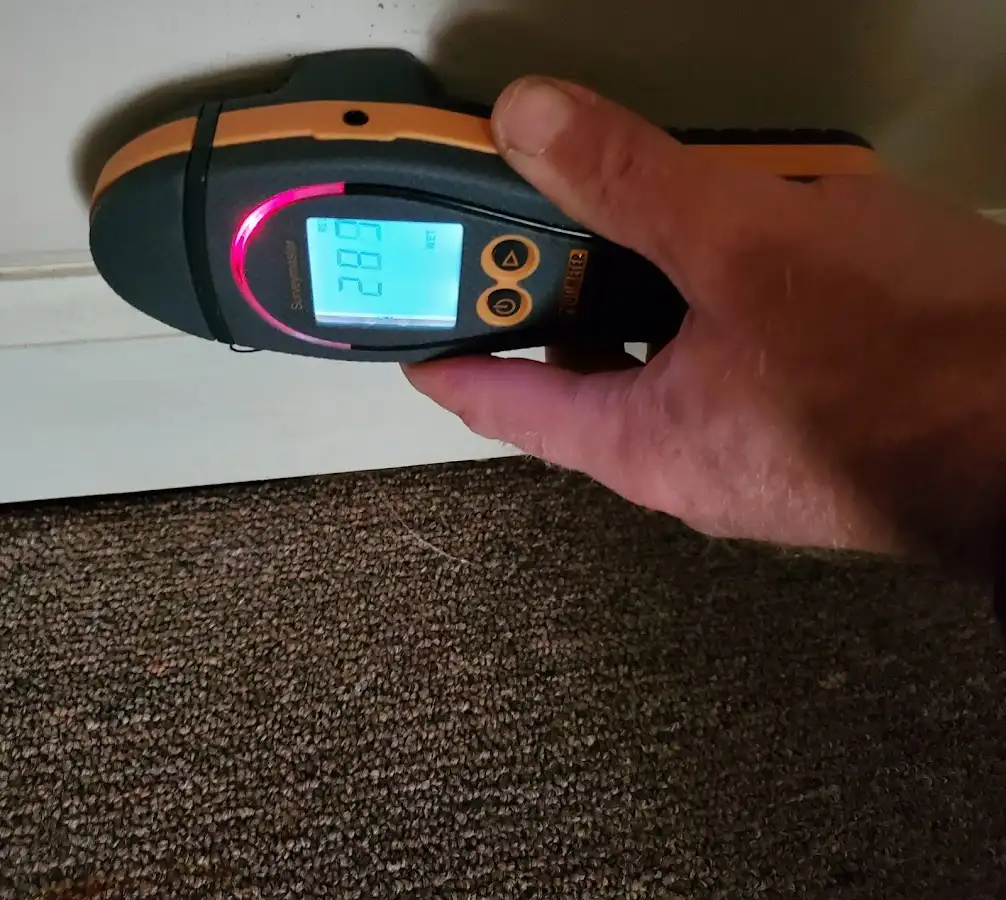 Moisture detection at baseboard during Burst Pipe Cleanup in Brevard